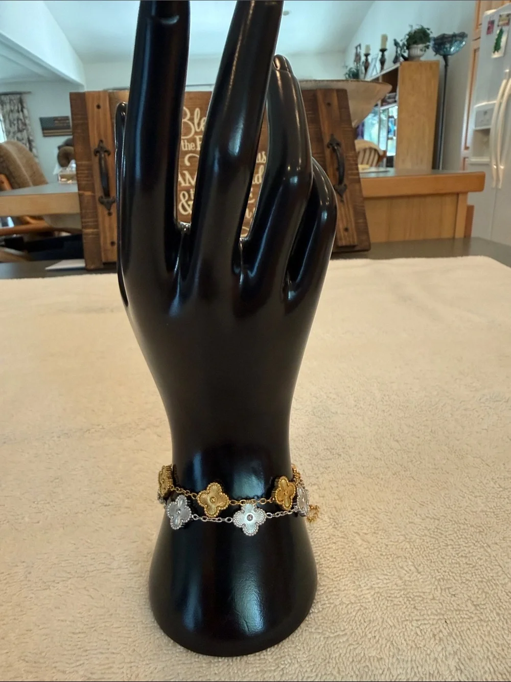 TWO Clover Link Bracelets - Gold & Silver